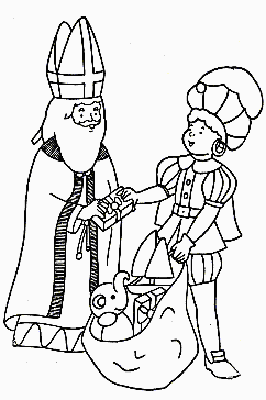 Sint en Piet met een grote zak met cadeaus
